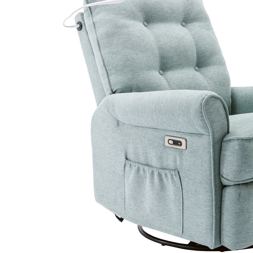 270° Swivel Recliner with USB Ports, Touch Lamp, Side Pocket Storage, and Rocking Base