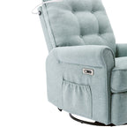 270° Swivel Recliner with USB Ports, Touch Lamp, Side Pocket Storage, and Rocking Base