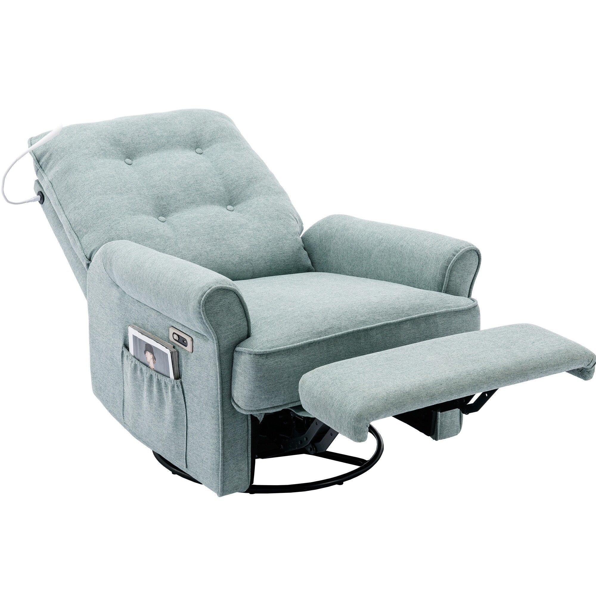 270° Swivel Recliner with USB Ports, Touch Lamp, Side Pocket Storage, and Rocking Base