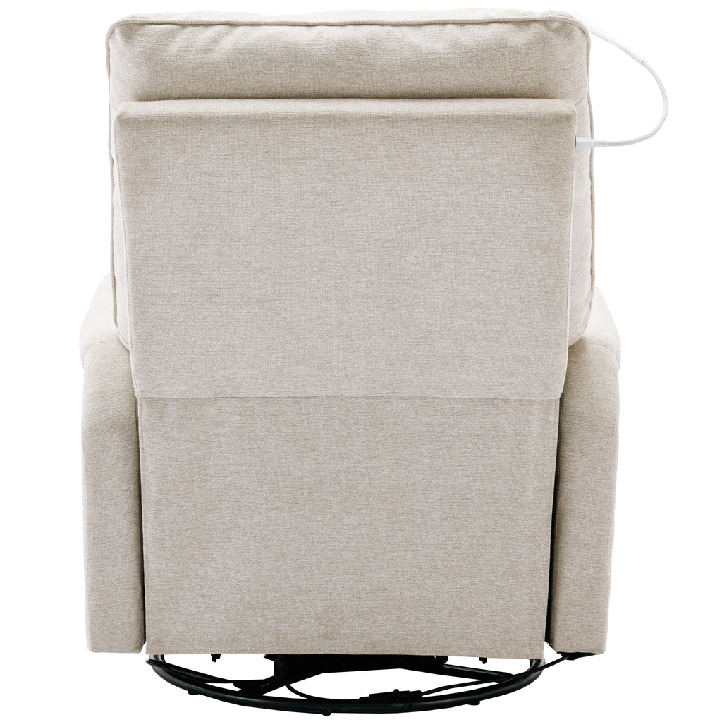 270° Swivel Recliner with USB Ports, Touch Lamp, Side Pocket Storage, and Rocking Base
