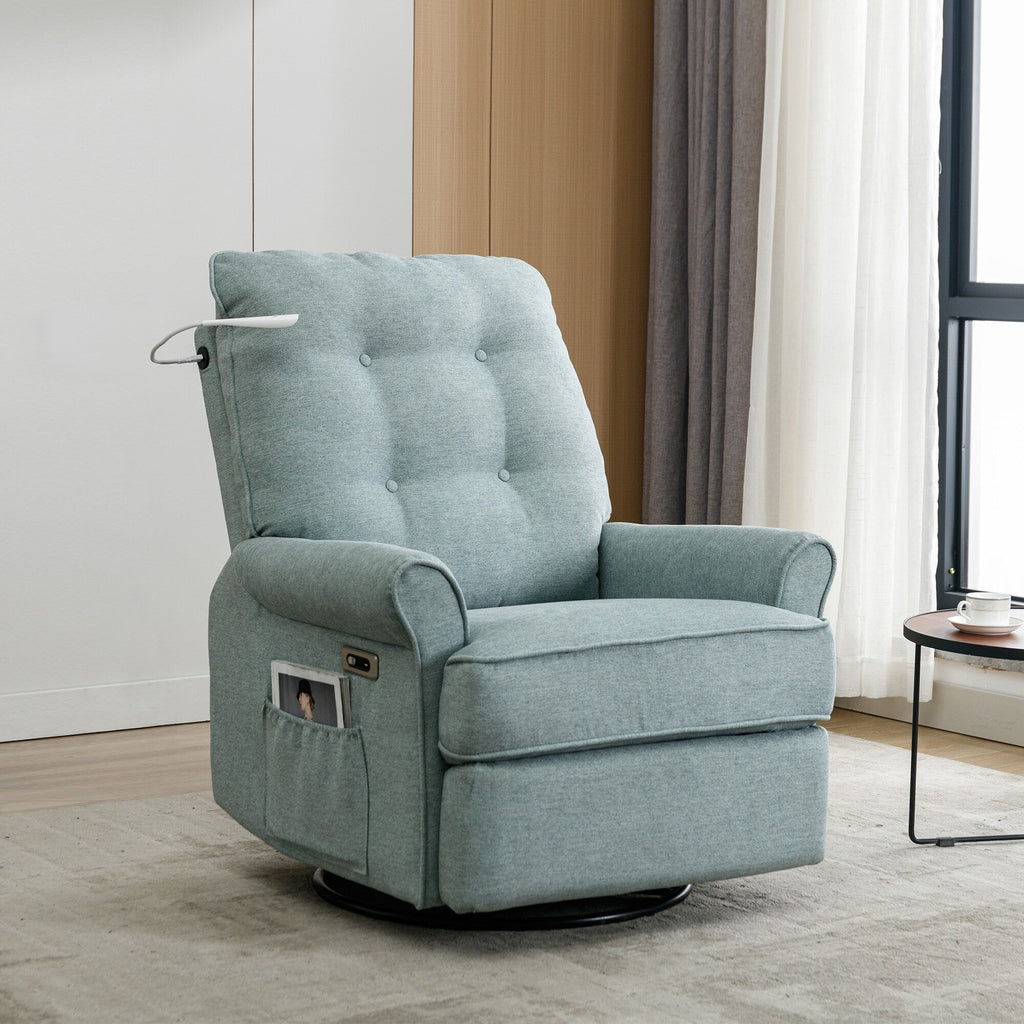 270° Swivel Recliner with USB Ports, Touch Lamp, Side Pocket Storage, and Rocking Base