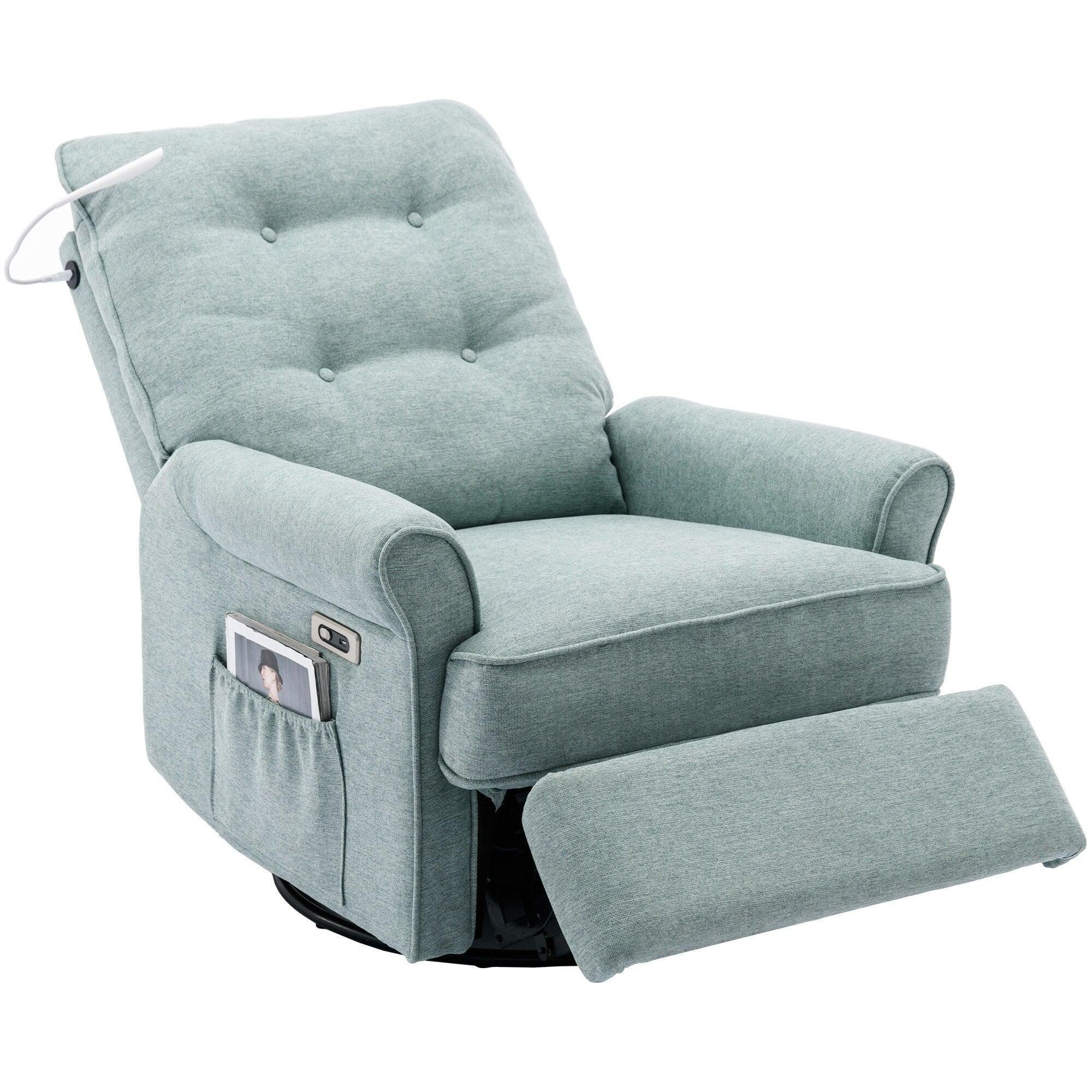 270° Swivel Recliner with USB Ports, Touch Lamp, Side Pocket Storage, and Rocking Base
