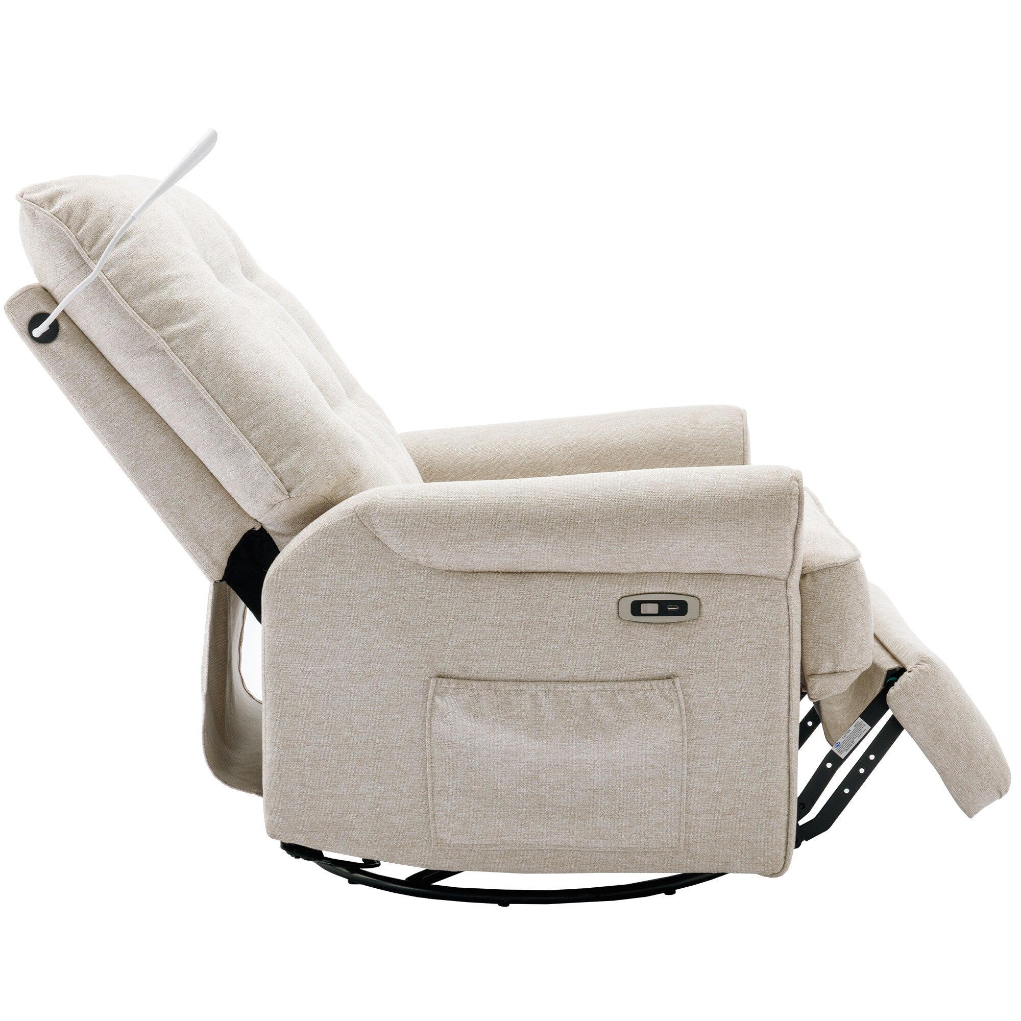 270° Swivel Recliner with USB Ports, Touch Lamp, Side Pocket Storage, and Rocking Base