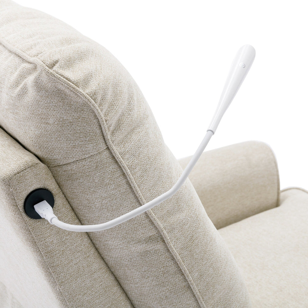 270° Swivel Recliner with USB Ports, Touch Lamp, Side Pocket Storage, and Rocking Base