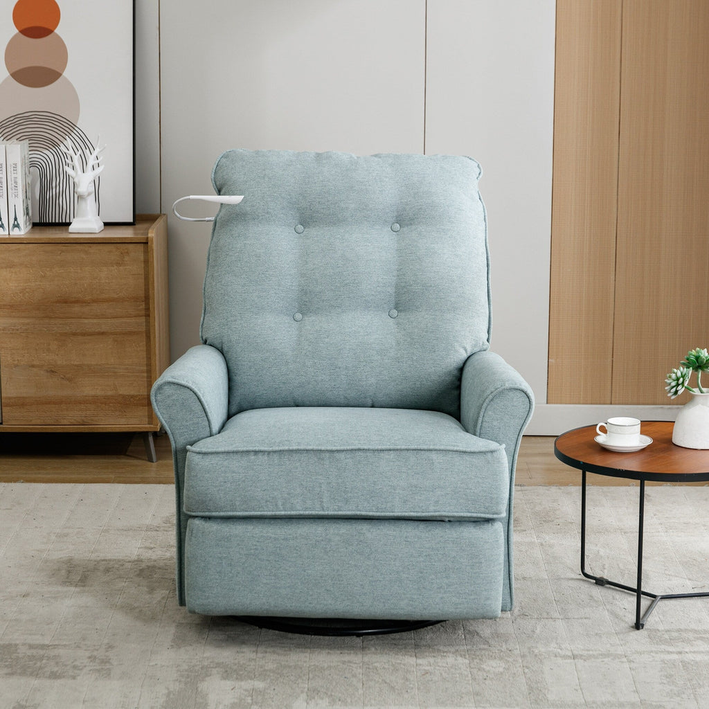 270° Swivel Recliner with USB Ports, Touch Lamp, Side Pocket Storage, and Rocking Base