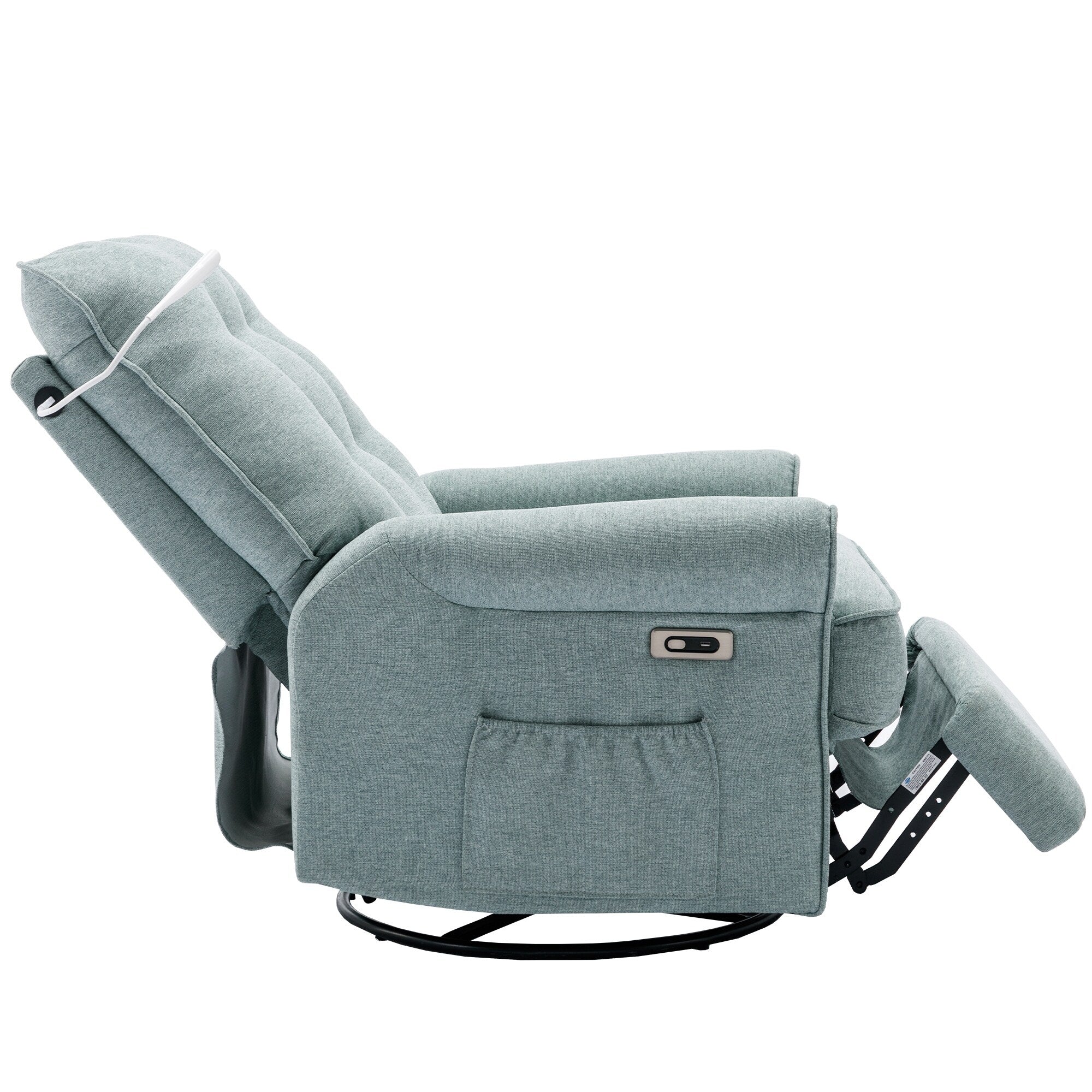 270° Swivel Recliner with USB Ports, Touch Lamp, Side Pocket Storage, and Rocking Base