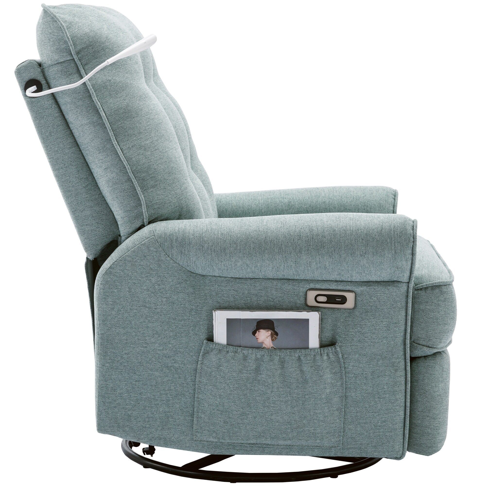 270° Swivel Recliner with USB Ports, Touch Lamp, Side Pocket Storage, and Rocking Base