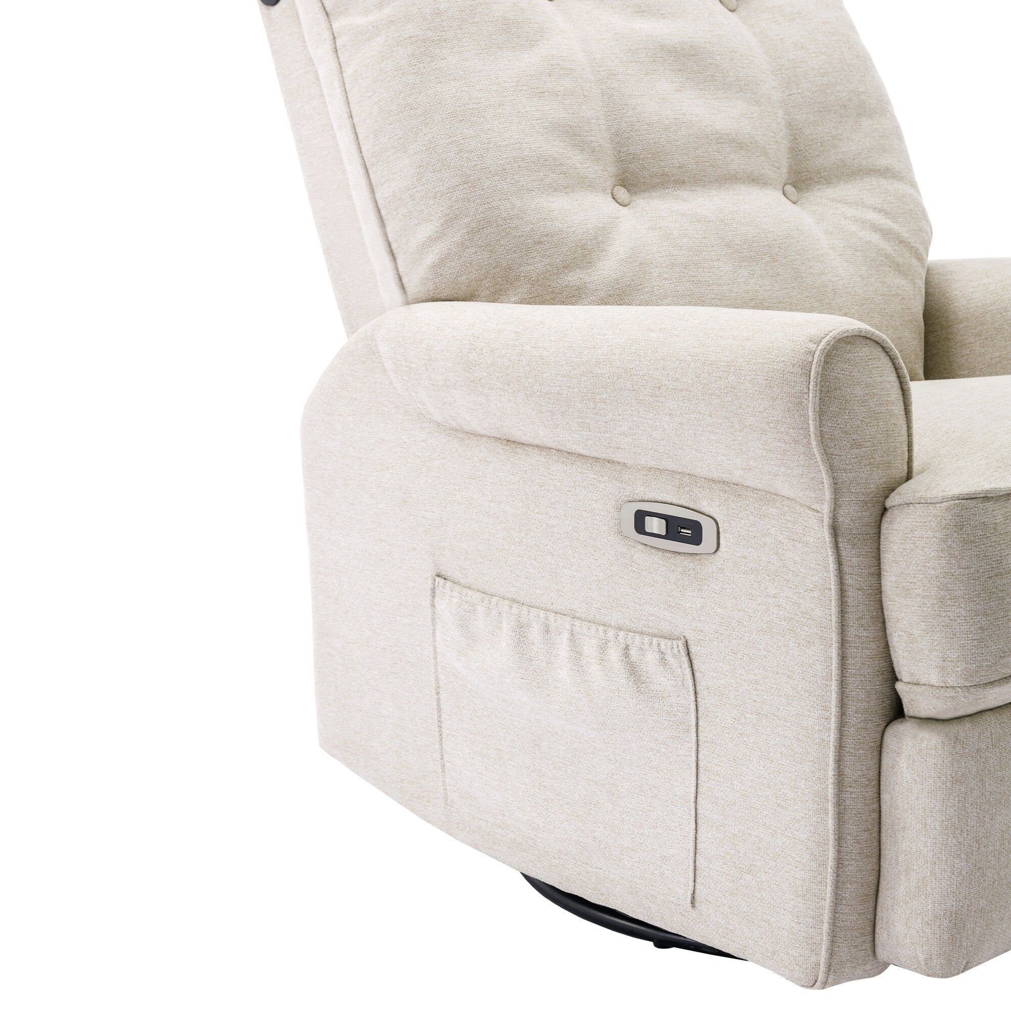 270° Swivel Recliner with USB Ports, Touch Lamp, Side Pocket Storage, and Rocking Base