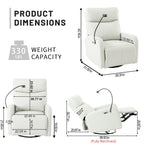 270Â° Swivel Rocking Recliner with USB Ports, Electric Recline, and Overstuffed Comfort for Ultimate Relaxation