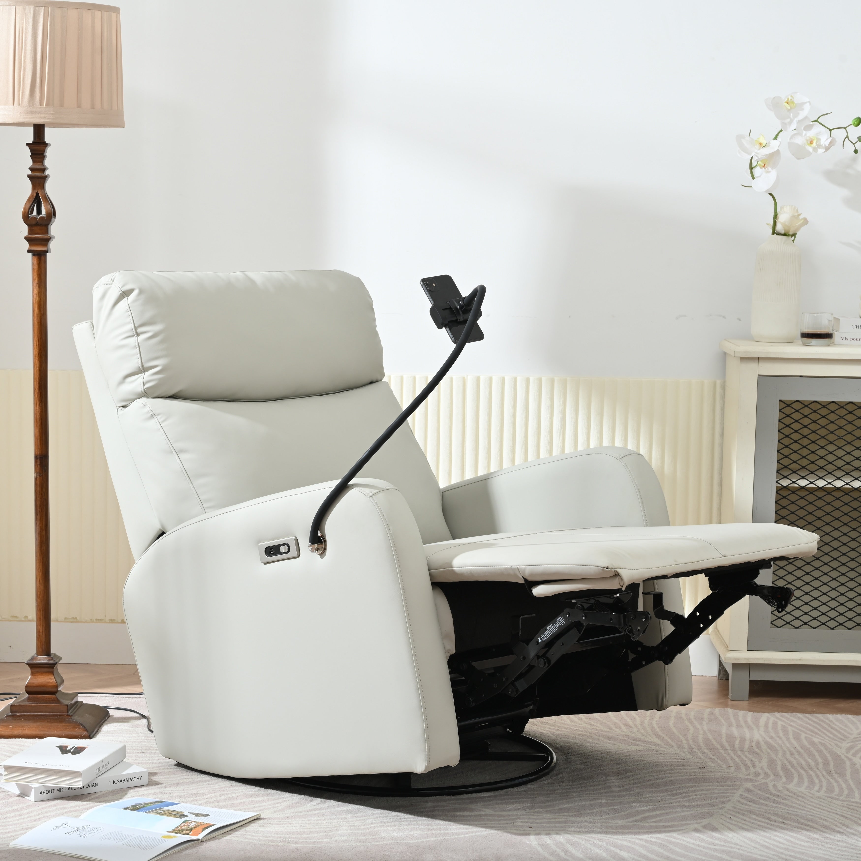 270Â° Swivel Rocking Recliner with USB Ports, Electric Recline, and Overstuffed Comfort for Ultimate Relaxation