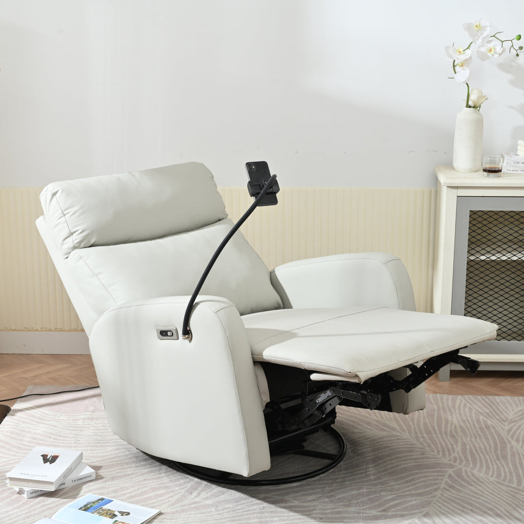 270Â° Swivel Rocking Recliner with USB Ports, Electric Recline, and Overstuffed Comfort for Ultimate Relaxation