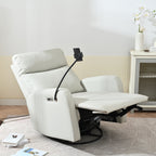 270Â° Swivel Rocking Recliner with USB Ports, Electric Recline, and Overstuffed Comfort for Ultimate Relaxation