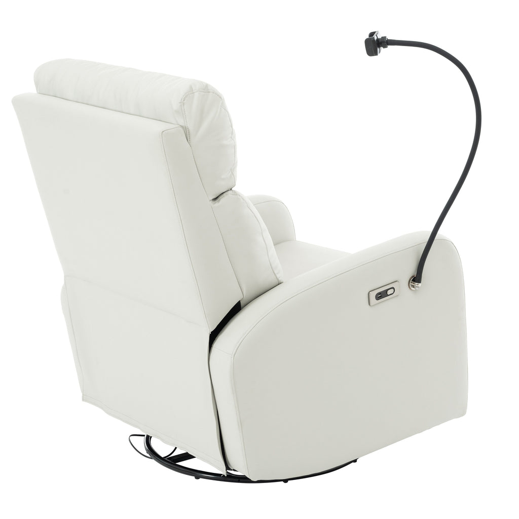270Â° Swivel Rocking Recliner with USB Ports, Electric Recline, and Overstuffed Comfort for Ultimate Relaxation