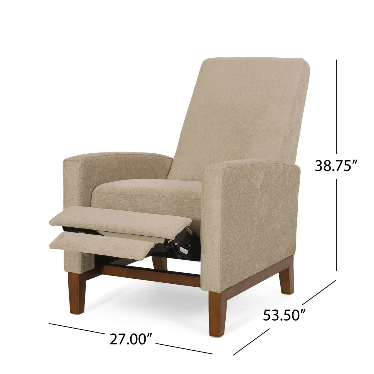 27 Wide Wood Hand Manual Club Recliner Classic Overstuffed Single Recliner Sofa,Living Room Furniture
