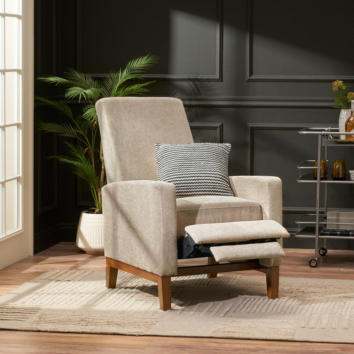 27 Wide Wood Hand Manual Club Recliner Classic Overstuffed Single Recliner Sofa,Living Room Furniture