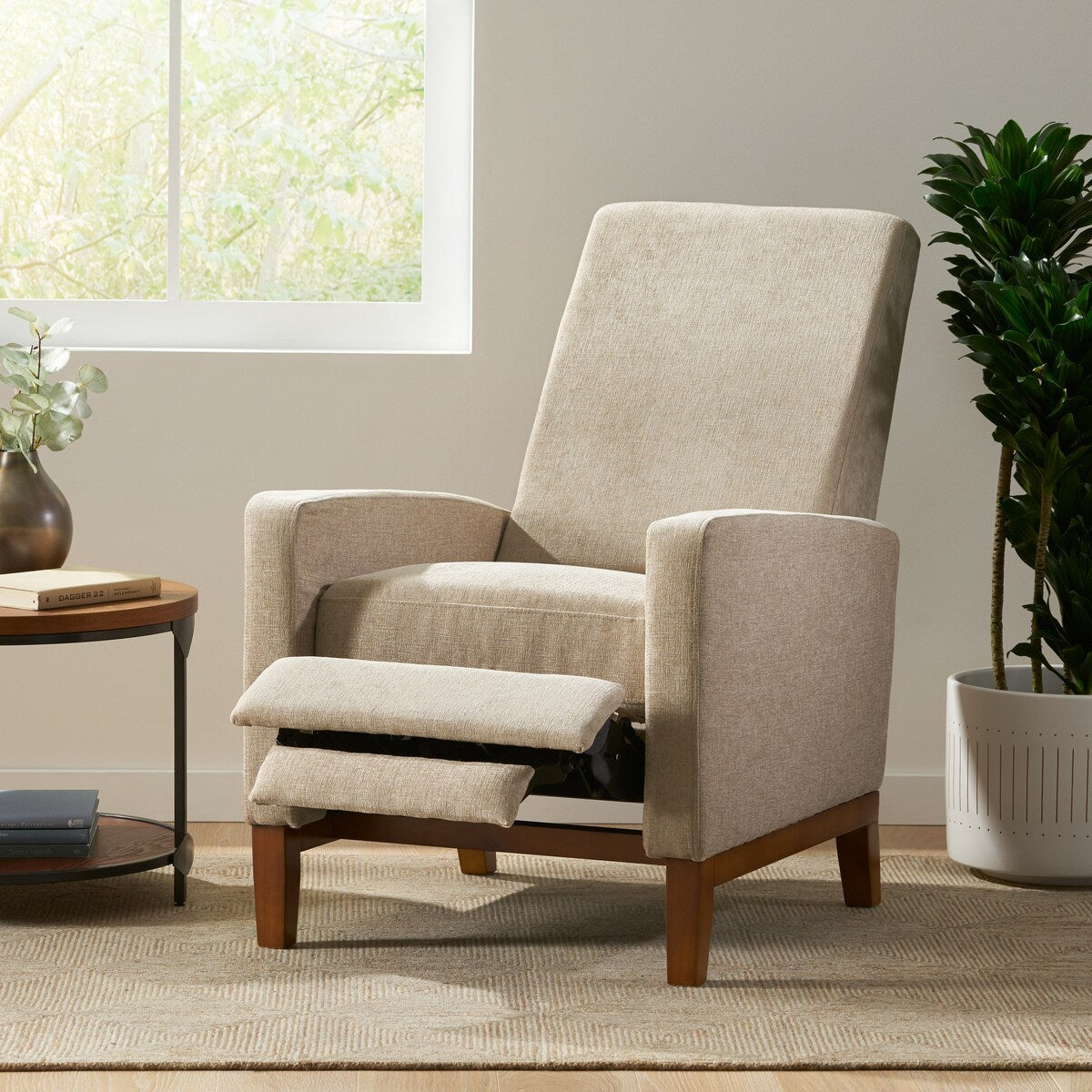 27 Wide Wood Hand Manual Club Recliner Classic Overstuffed Single Recliner Sofa,Living Room Furniture