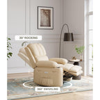 27'' Oversized360° Swivel Recliner Chairs with Heat and Massage