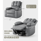 27'' Oversized360° Swivel Recliner Chairs with Heat and Massage