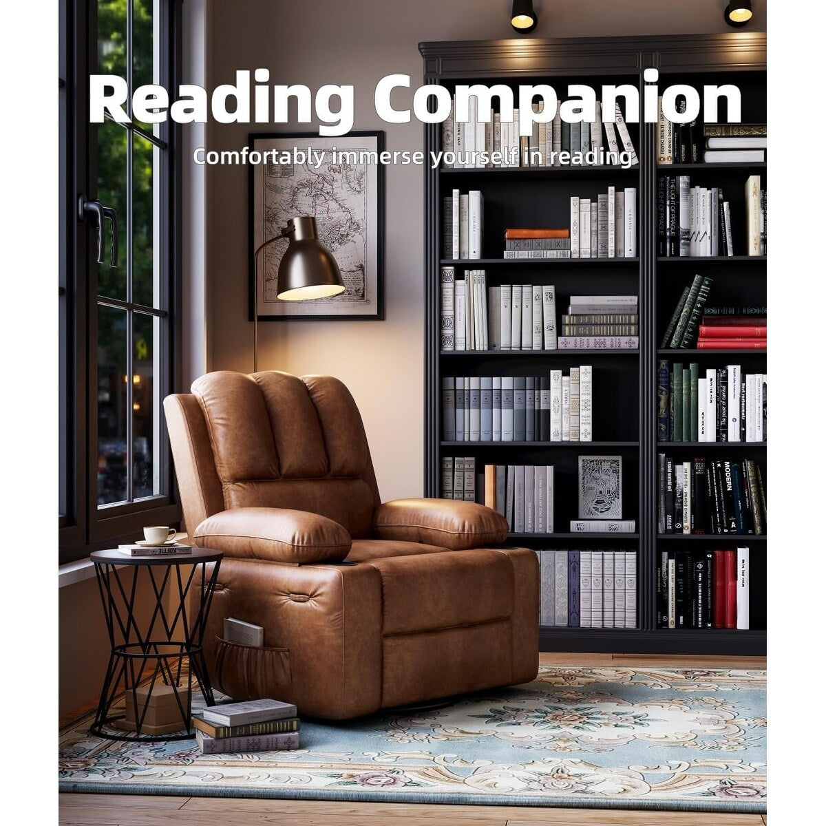 27'' Oversized360° Swivel Recliner Chairs with Heat and Massage