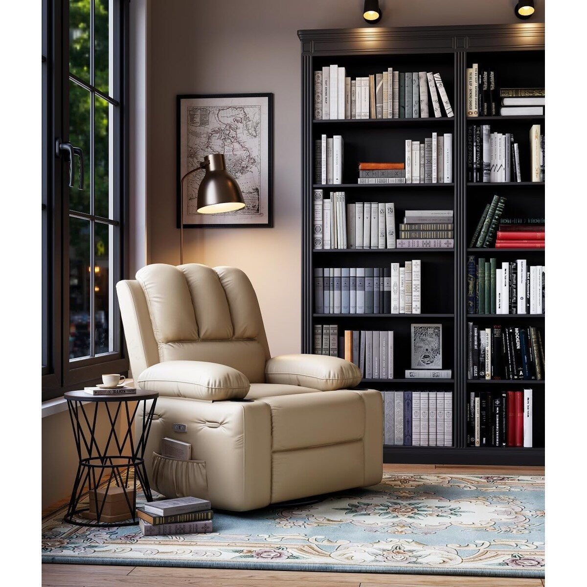 27'' Oversized360° Swivel Recliner Chairs with Heat and Massage