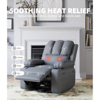 27'' Oversized360° Swivel Recliner Chairs with Heat and Massage