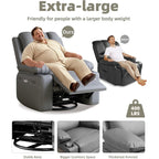 27'' Oversized360° Swivel Recliner Chairs with Heat and Massage