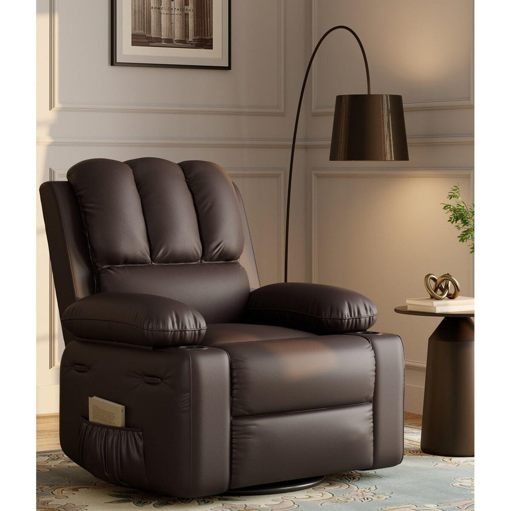 27'' Oversized360° Swivel Recliner Chairs with Heat and Massage