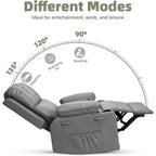 27'' Oversized360° Swivel Recliner Chairs with Heat and Massage