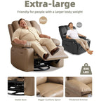 27'' Oversized360° Swivel Recliner Chairs with Heat and Massage