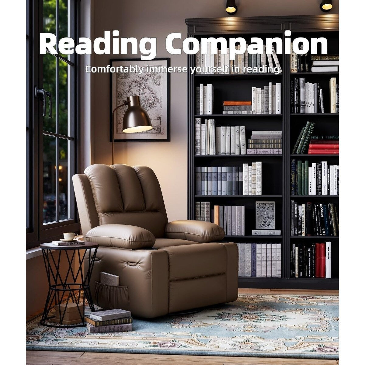 27'' Oversized360° Swivel Recliner Chairs with Heat and Massage