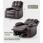 27'' Oversized360° Swivel Recliner Chairs with Heat and Massage