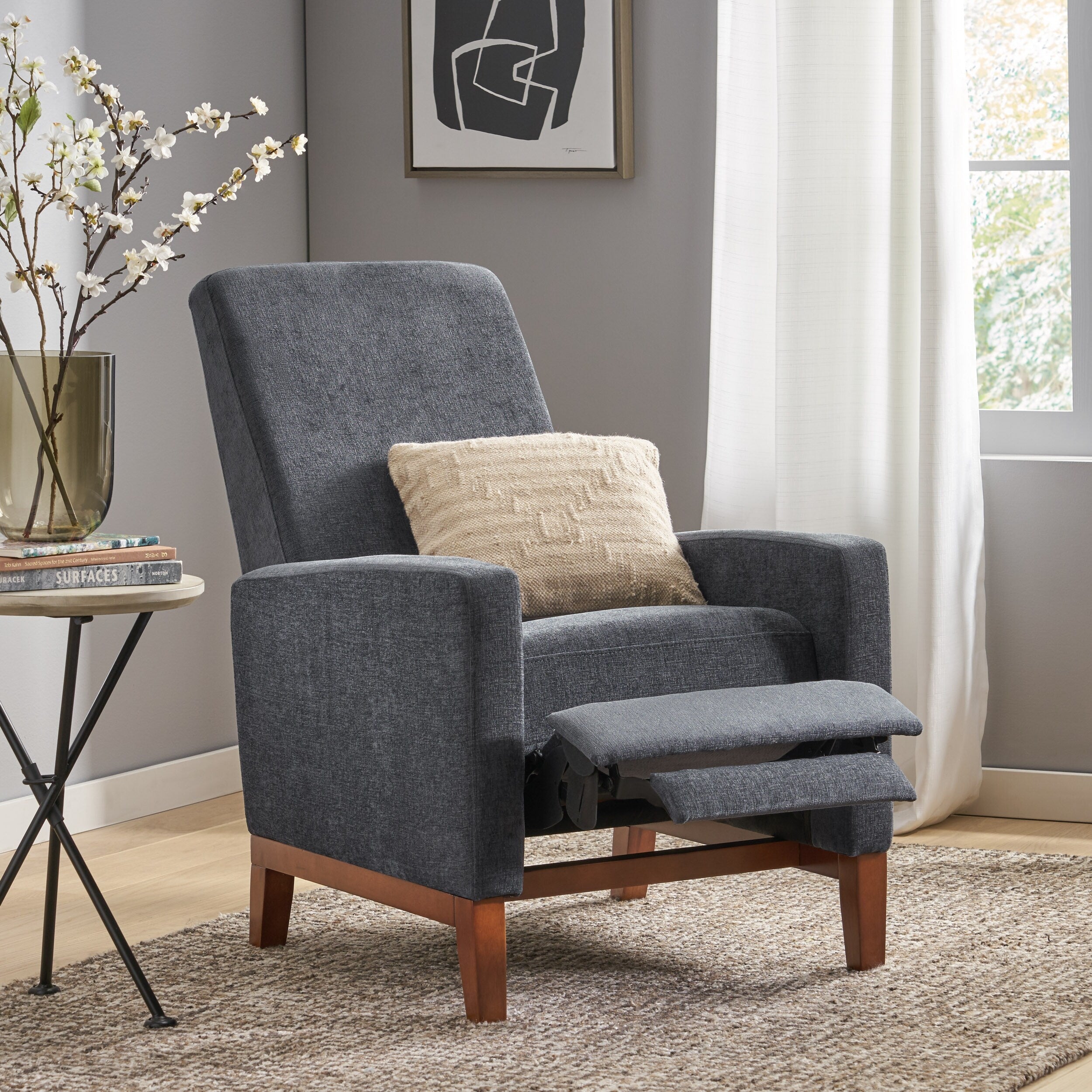 27'' Wide Wood Hand Manual Club Recliner