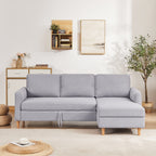 28.35'' Adjustable Fabric 3-Seater Sleeper Sofa with Chaise, Pull-Out Bed, and Armrest Pockets for Storage