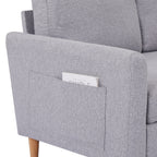 28.35'' Adjustable Fabric 3-Seater Sleeper Sofa with Chaise, Pull-Out Bed, and Armrest Pockets for Storage