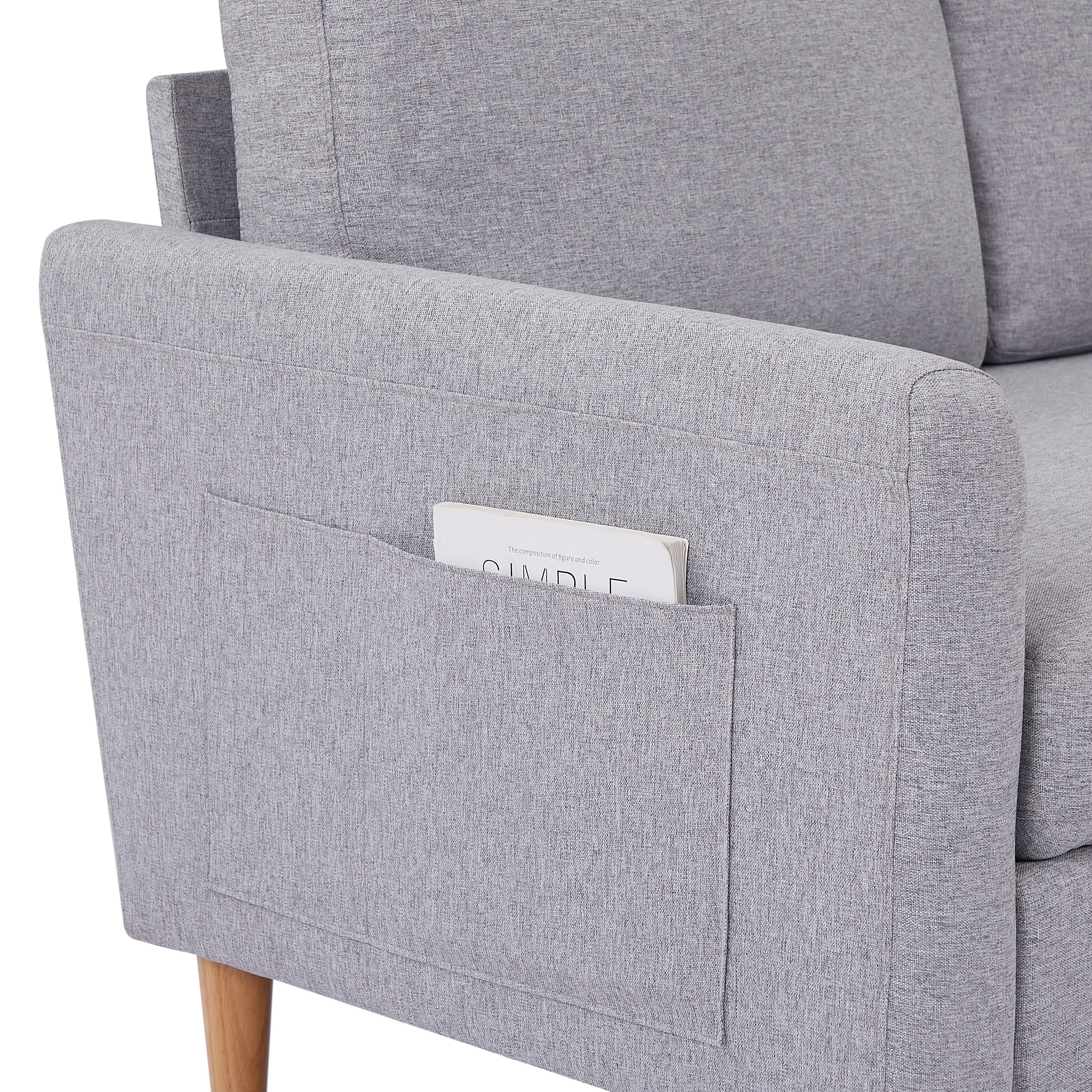 28.35'' Adjustable Fabric 3-Seater Sleeper Sofa with Chaise, Pull-Out Bed, and Armrest Pockets for Storage