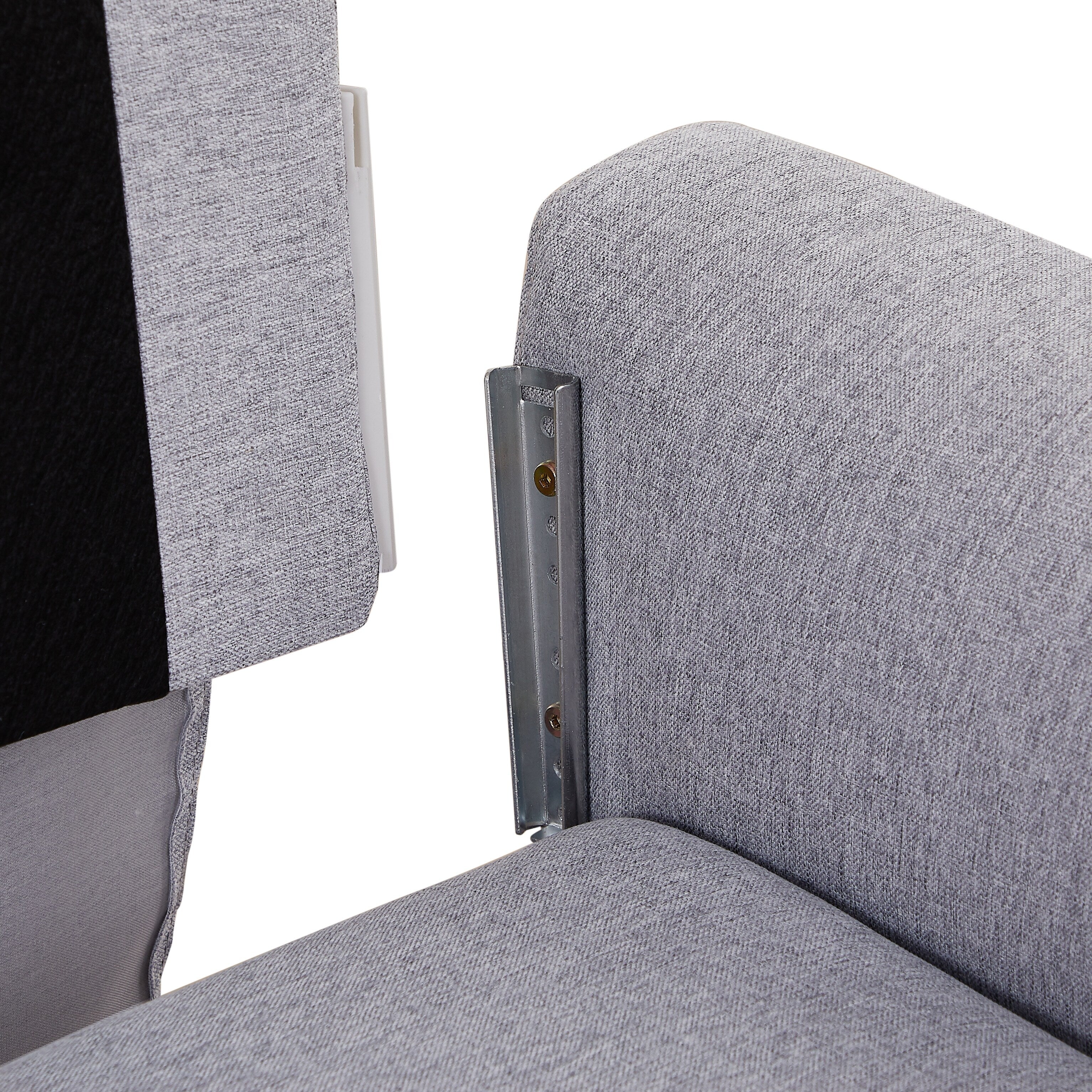 28.35'' Fabric 3-Seater Adjustable Sleeper Sofa with Chaise, Pull-Out Bed, and Armrest Storage Pockets