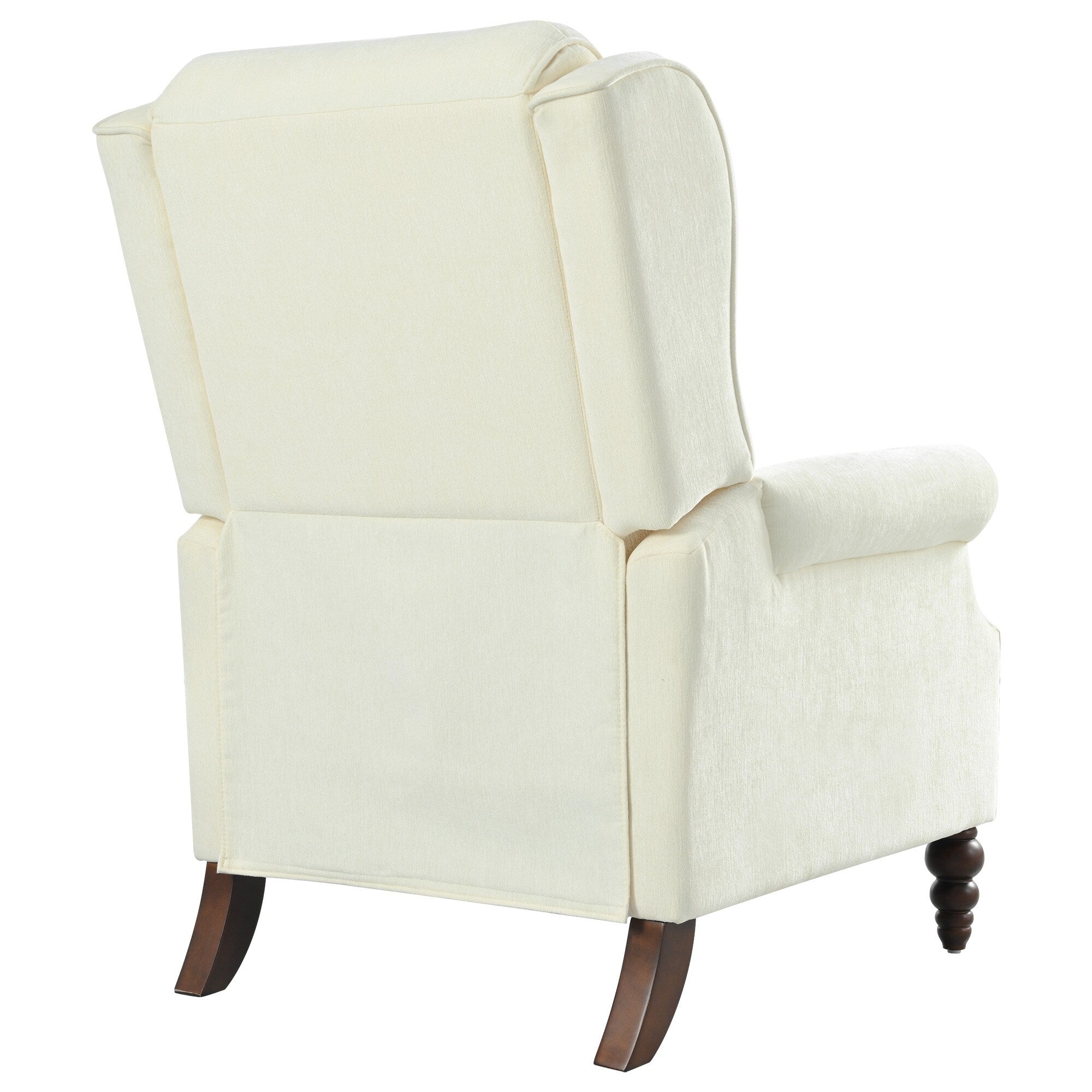 29.75 Push Back Recliner Chair Upholstered Recliner Armchair with Classic Wing Back and Solid Gourd-shaped Wooden Legs