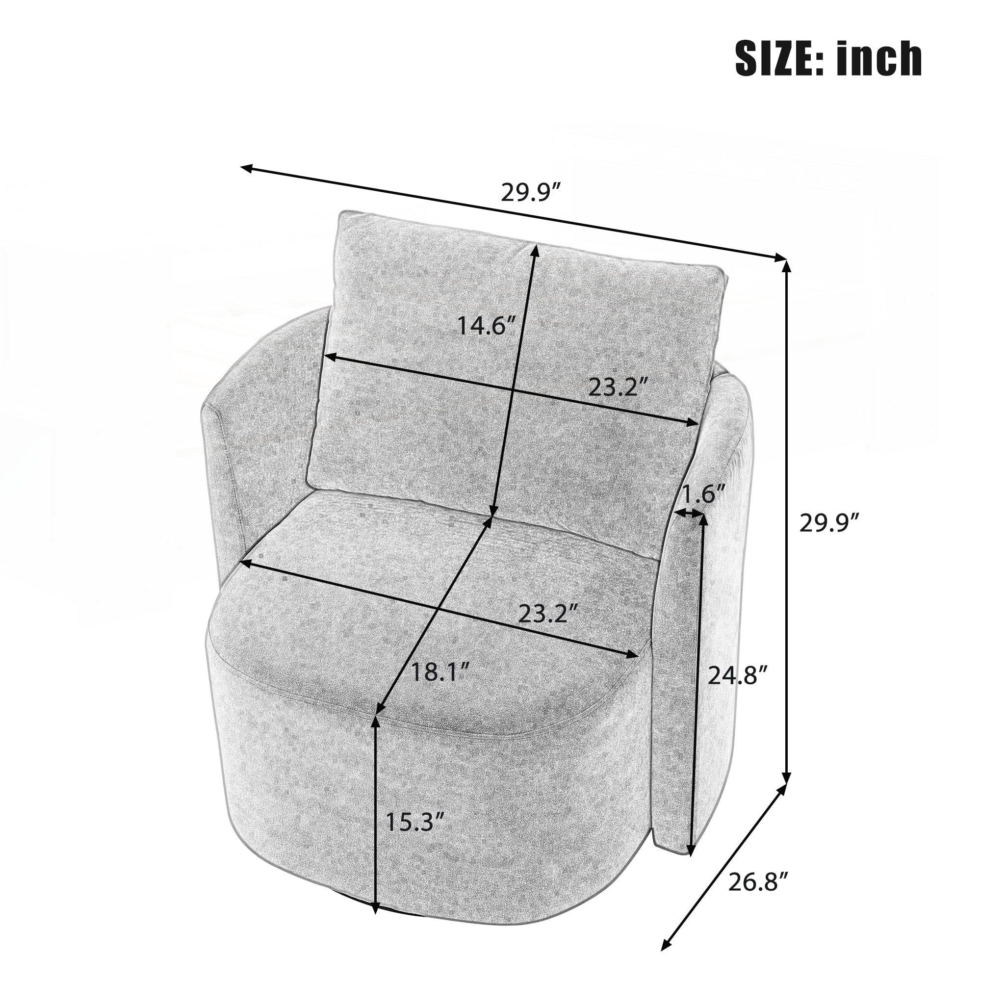 29.9inch Accent Barrel Armchair