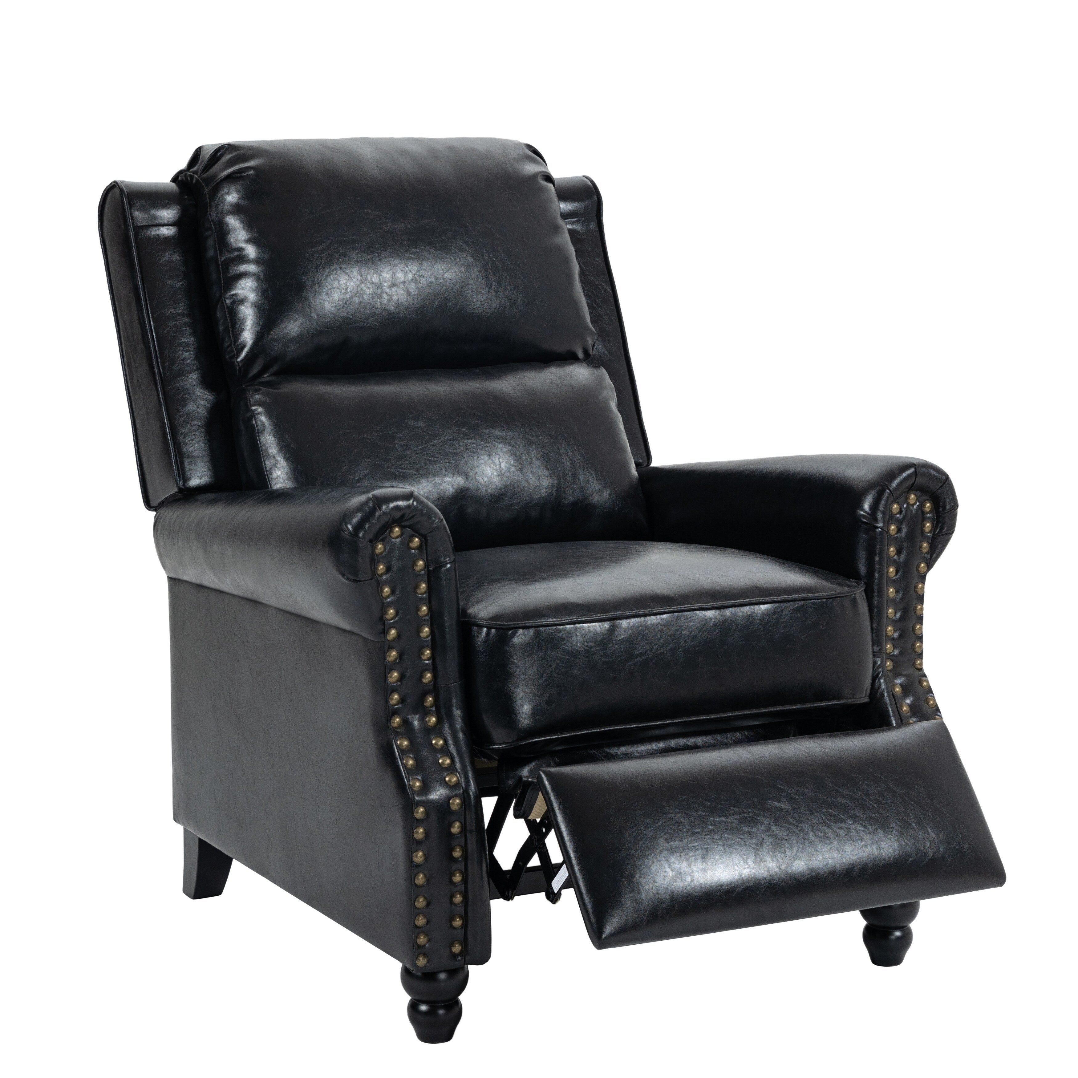 2 Set Manual Pushback Recliner Chair with Nailhead Trim