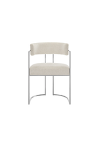 Chaise de salle à manger Ardenza à dossier incurvé en tissu et métal, couleur crème argentée