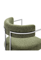 Chaise de salle à manger Ardenza à dossier incurvé en tissu et métal, feuille d'argent