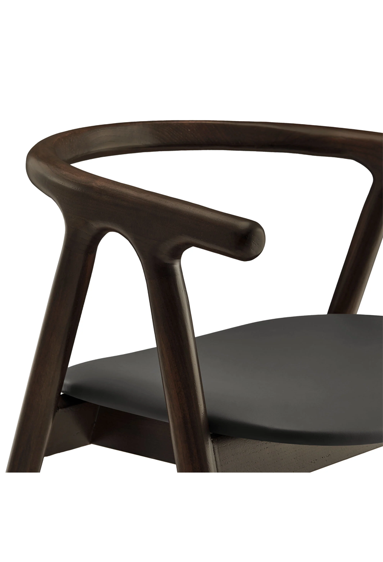 Chaise de salle à manger Serene en cuir et bois, noire