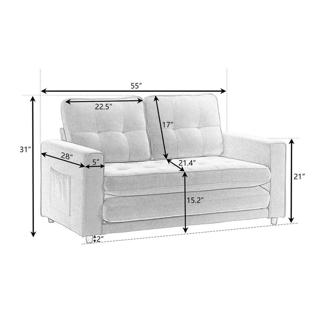 3 Fold Sofa Convertible Futon Couch sleeper sofabed Pull Out Couch Bed