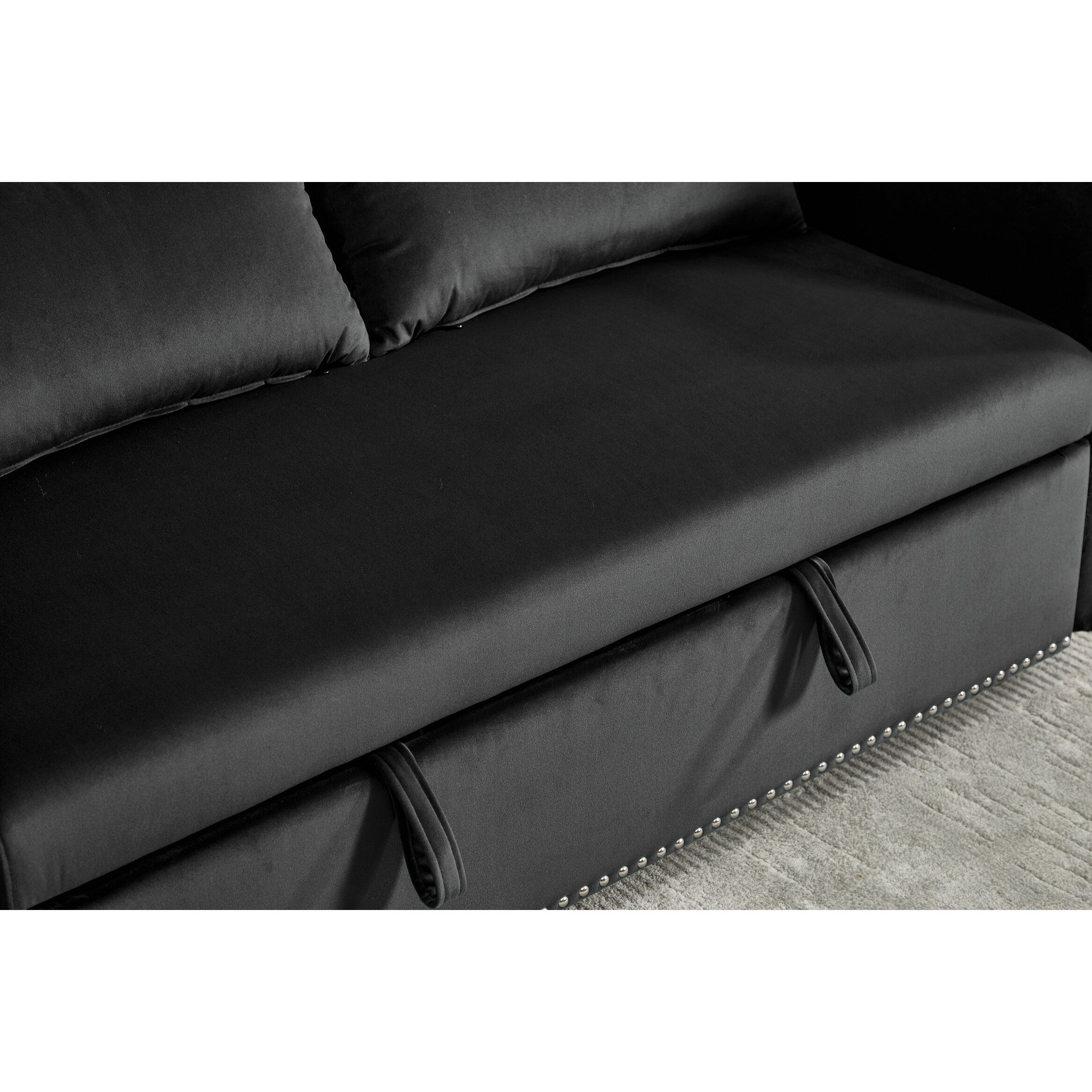 3 in 1 Convertible Sleeper Futon Sofa Bed, 55 Loveseat Lounge Couches with 2 Pillows, USB Ports & Side Pockets