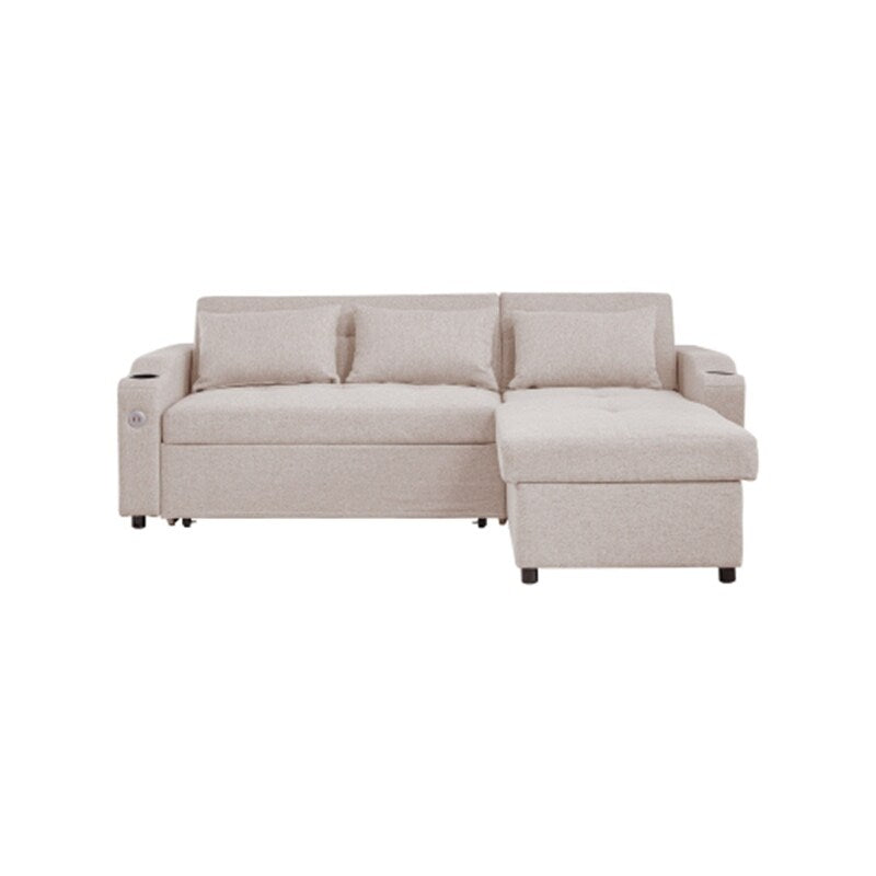 3 in 1 Pull Out Couch Bed Sofa Bed with USB Ports & Cup Holders