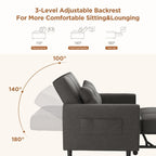 3 in 1 Pull Out Sleeper Sofa Bed, Convertible Modern Adjustable Upholstered Sleeper Chair Sofa