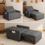 3 in 1 Pull Out Sleeper Sofa Bed, Convertible Modern Adjustable Upholstered Sleeper Chair Sofa