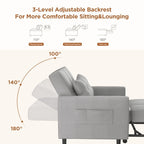 3 in 1 Pull Out Sleeper Sofa Bed, Convertible Modern Adjustable Upholstered Sleeper Chair Sofa