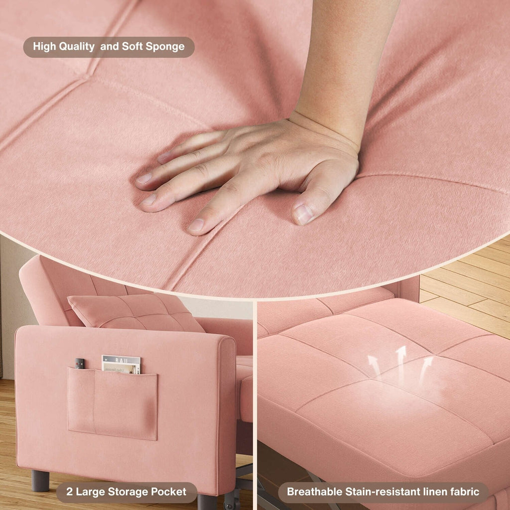 3 in 1 Pull Out Sleeper Sofa Bed, Convertible Modern Adjustable Upholstered Sleeper Chair Sofa