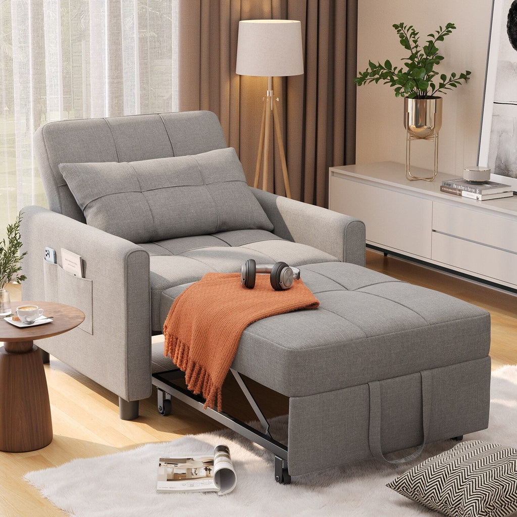 3 in 1 Pull Out Sleeper Sofa Bed, Convertible Modern Adjustable Upholstered Sleeper Chair Sofa